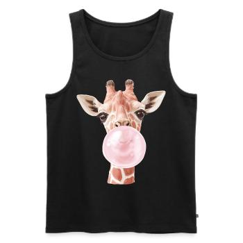 Funny Giraffe Bubble Gum - Men's Premium Organic Tank Top - black - Front - Michal (187cm)