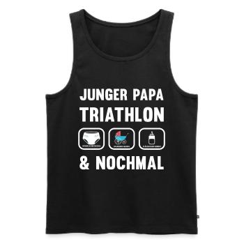 Papa Baby Triathlon - Geschenk für werdende Väter - Männer Premium Bio Tank Top - Schwarz - Vorne - AI Model Male 178 light (178cm)