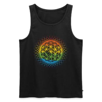 Géométrie sacrée du soleil fleur de vie colorée - Débardeur bio Premium Homme - noir - Devant - AI Model Male 178 light (178cm)
