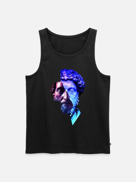 Stoicyzm Marcus Aurelius Purple Uniwersum Artwork - Ekologiczny tank top męski Premium - czarny