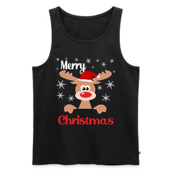 Merry Christmas Reindeer Geschenkidee - Rentier - Männer Premium Bio Tank Top - Schwarz - Vorne - Michal (187cm)
