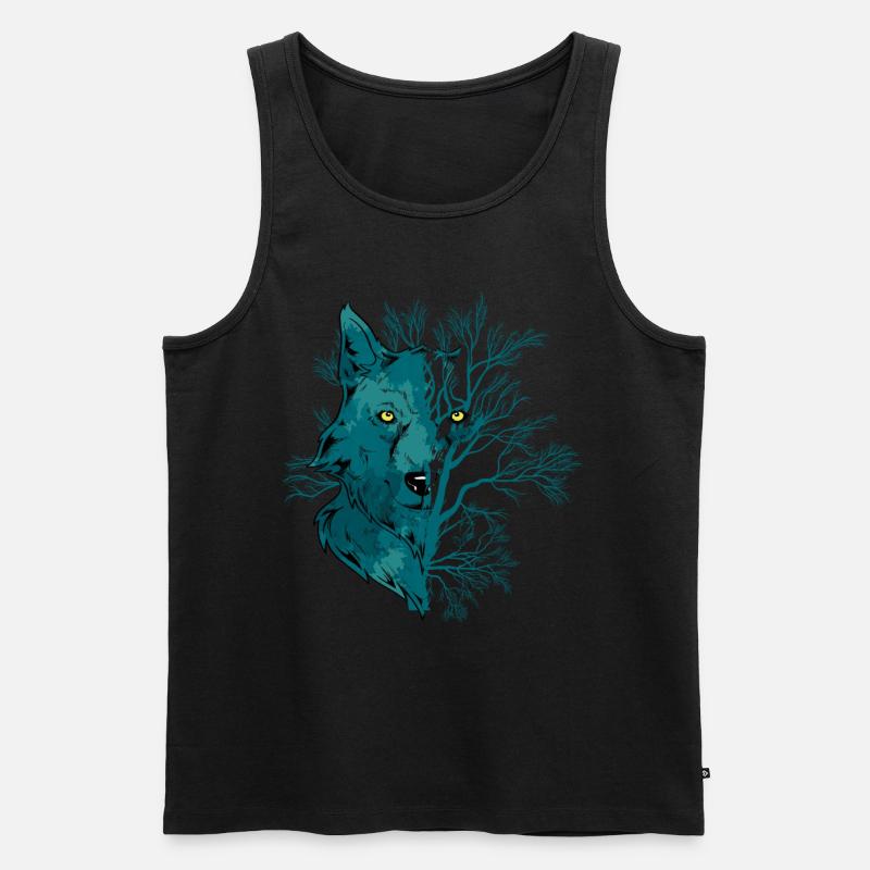 Heulender Wolf Mondlicht Wolf - Männer Premium Bio Tank Top - Schwarz