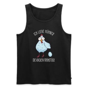 Ich liebe Hühner - Die kacken Frühstück - Männer Premium Bio Tank Top - Schwarz - Vorne - Michal (187cm)