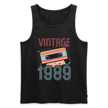 32 Jahre alt 1989 Geburtstag Geschenkidee - Männer Premium Bio Tank Top - Schwarz - Vorne - Michal (187cm)