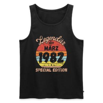 März 1982 - Geburtstag im März - Männer Premium Bio Tank Top - Schwarz - Vorne - AI Model Male 178 light (178cm)