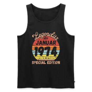 Januar 1974 - Geburtstag im Januar - Männer Premium Bio Tank Top - Schwarz - Vorne - Michal (187cm)