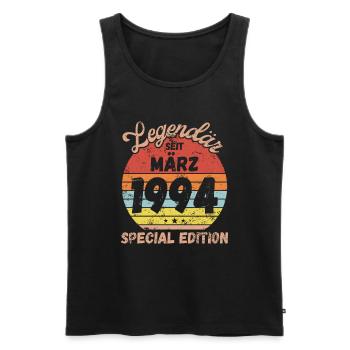 März 1994 - Geburtstag im März - Männer Premium Bio Tank Top - Schwarz - Vorne - Michal (187cm)