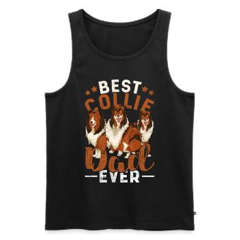 Collie Papa Dogs Father's Day Gift Long Hair Collie - Men's Premium Organic Tank Top - black - Front - Michal (187cm)