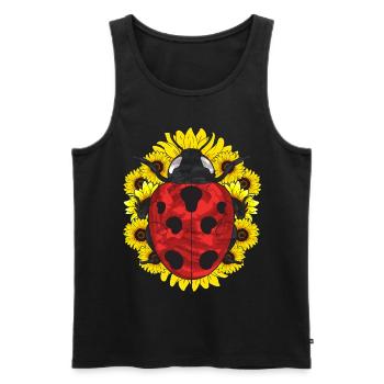 Idée cadeau tournesol Insecte Animal Coccinelle - Débardeur bio Premium Homme - noir - Devant - Michal (187cm)