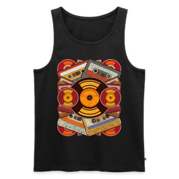 Cassette cadeau rétro eighties de musique des années 80 - Débardeur bio Premium Homme - noir - Devant - AI Model Male 178 light (178cm)