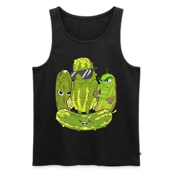 Gürkchen Cucumber Pickle Vegetable Cucumber - Men's Premium Organic Tank Top - black - Front - AI Model Male 178 light (178cm)