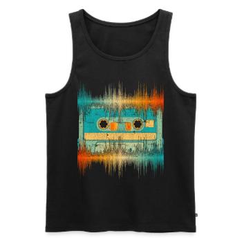 Retro Cassette Musique Cadeau Musicien Soundwave - Débardeur bio Premium Homme - noir - Devant - Michal (187cm)
