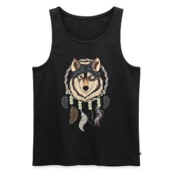 Animal Motif Cadeau Loup Capteur de Rêves - Débardeur bio Premium Homme - noir - Devant - Michal (187cm)