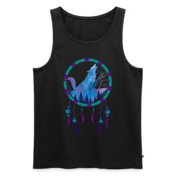 Howling Wolf Gift Indian Dream Catcher - Men's Premium Organic Tank Top - black - Front - AI Model Male 178 light (178cm)