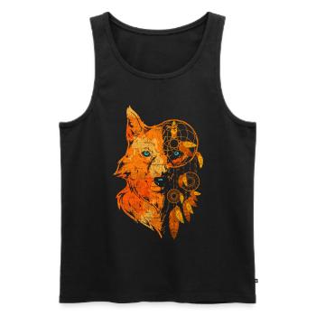 Predator Animal Motif Indien Attrape-rêves Loup - Débardeur bio Premium Homme - noir - Devant - AI Model Male 178 light (178cm)