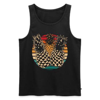 Cadeau vacances d’été Fruit Ananas tropical - Débardeur bio Premium Homme - noir - Devant - Michal (187cm)