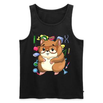 School Animal Motif Gift School Beginners Hamster - Men's Premium Organic Tank Top - black - Front - AI Model Male 178 light (178cm)