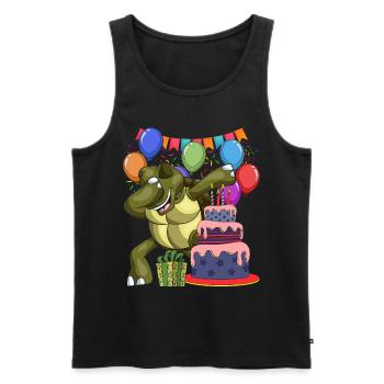 Birthday Party Gift Animal Dabbing Turtle - Men's Premium Organic Tank Top - black - Front - Michal (187cm)