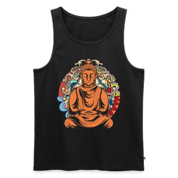 Yoga Méditation Bouddhisme Mandala Bouddha - Débardeur bio Premium Homme - noir - Devant - Michal (187cm)