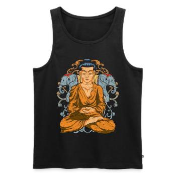 Indien Elefanten Buddhist Geschenkidee Buddha - Männer Premium Bio Tank Top - Schwarz - Vorne - Michal (187cm)
