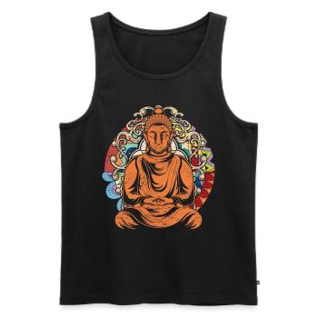 Hinduism Mandala Meditation Gift Buddha - Men's Premium Organic Tank Top - black - Front - Michal (187cm)