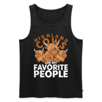 Animal Gift Funny Scottish Highland Cattle - Men's Premium Organic Tank Top - black - Front - Michal (187cm)