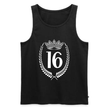 16th birthday Number anniversary 16 - Men's Premium Organic Tank Top - black - Front - AI Model Male 178 light (178cm)