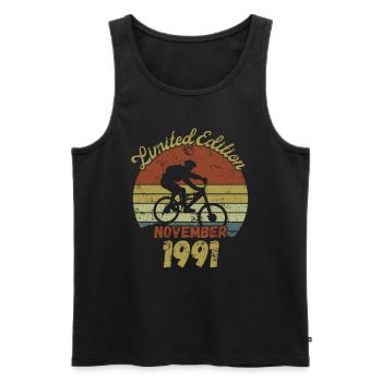 Anniversaire Vélo Vélo Novermber 1991 - Débardeur bio Premium Homme - noir - Devant - Michal (187cm)