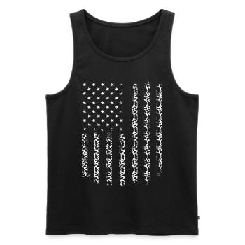 Motif de vache USA Drapeau Vache Taches Cadeau Vache - Débardeur bio Premium Homme - noir - Devant - AI Model Male 178 light (178cm)