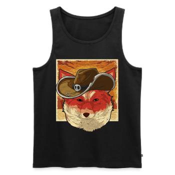 Cowboy Animal Motif Gift Fox - Men's Premium Organic Tank Top - black - Front - Michal (187cm)