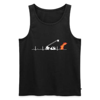 Heartbeat aerial ladder fire department with flame - Men's Premium Organic Tank Top - black - Front - AI Model Male 178 light (178cm)