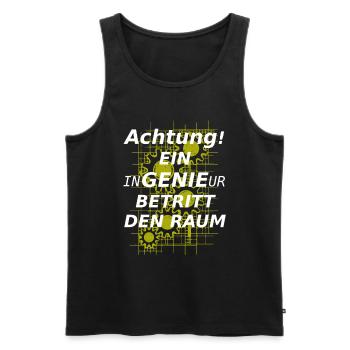 Achtung ein InGENIEur betritt den Raum - Männer Premium Bio Tank Top - Schwarz - Vorne - Michal (187cm)