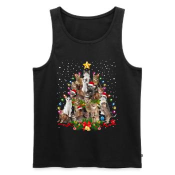Arbre de noël chats noël - Débardeur bio Premium Homme - noir - Devant - AI Model Male 178 light (178cm)