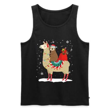 Christmas sloth on a llama - Men's Premium Organic Tank Top - black - Front - AI Model Male 178 light (178cm)