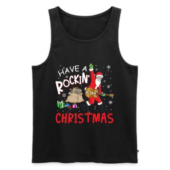 Noël Rockin'on. Rock à Noël - Débardeur bio Premium Homme - noir - Devant - AI Model Male 178 light (178cm)