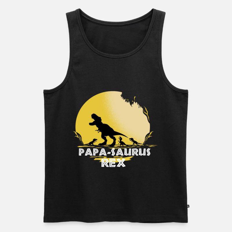 Papa Saurus Rex - Débardeur bio Premium Homme - noir