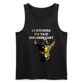 FREIWILLIGE FEUERWEHR - 100% EHRENAMT - Männer Premium Bio Tank Top - Schwarz - Vorne - Michal (187cm)