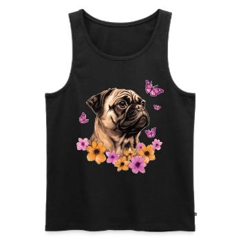 Mops mit Schmetterlingen - Männer Premium Bio Tank Top - Schwarz - Vorne - AI Model Male 178 light (178cm)