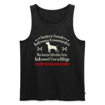 American Staffordshire Terrier bekommt Vorschläge - Männer Premium Bio Tank Top - Schwarz - Vorne - Michal (187cm)