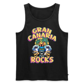 Gran Canaria Summer Sun Beach Palm Trees Skull - Men's Premium Organic Tank Top - black - Front - Michal (187cm)