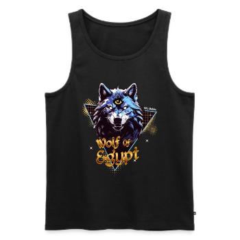 Le Loup d'Égypte à l'Œil d'Horus - Débardeur bio Premium Homme - noir - Devant - Michal (187cm)