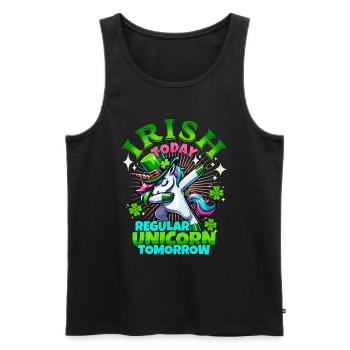 Magical Irish Unicorn - St. Patrick's Festive Wear - Men's Premium Organic Tank Top - black - Front - AI Model Male 178 light (178cm)