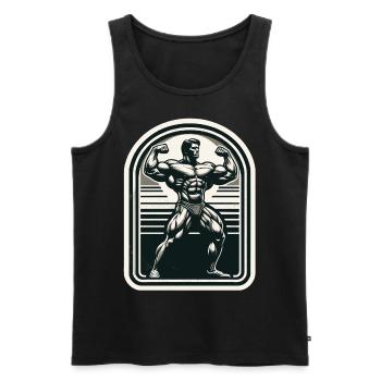 Old School, Bodybuilder, Muskeln, Kraftsport, - Männer Premium Bio Tank Top - Schwarz - Vorne - AI Model Male 178 light (178cm)