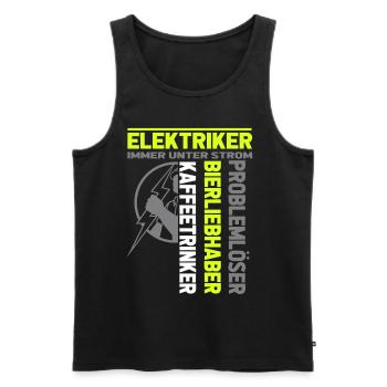 Elektriker immer unter Strom - Männer Premium Bio Tank Top - Schwarz - Vorne - AI Model Male 178 light (178cm)