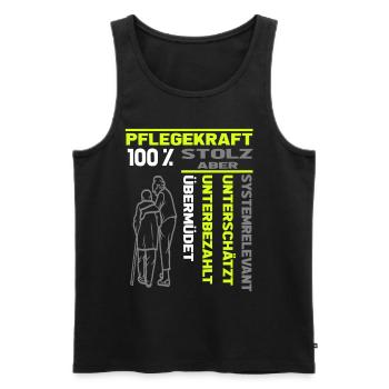 Caregiver 100% proud Systemically relevant - Men's Premium Organic Tank Top - black - Front - AI Model Male 178 light (178cm)