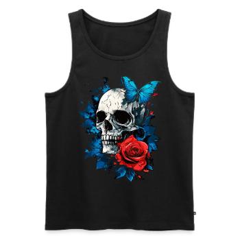 Skull Skull Butterfly Rose Flower - Men's Premium Organic Tank Top - black - Front - AI Model Male 178 light (178cm)
