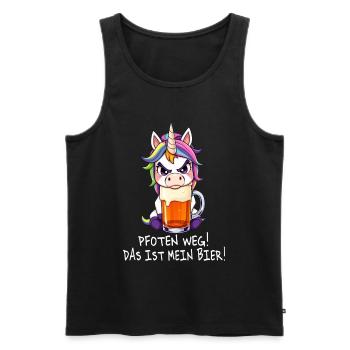 Bier Sprüche Einhorn - Pfoten weg mein Bier - Männer Premium Bio Tank Top - Schwarz - Vorne - Michal (187cm)