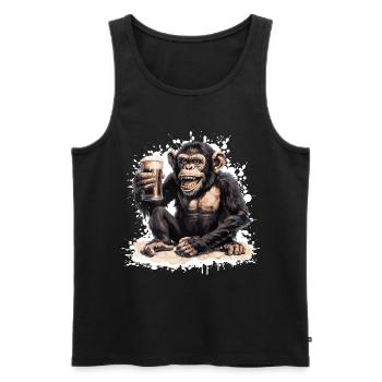 Bière de singe drôle - Débardeur bio Premium Homme - noir - Devant - Michal (187cm)