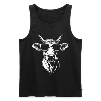 Cool Cow Sunglasses - Men's Premium Organic Tank Top - black - Front - AI Model Male 178 light (178cm)