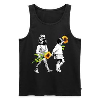 Flower Children | two little girls with sunflowers - Men's Premium Organic Tank Top - black - Front - Michal (187cm)